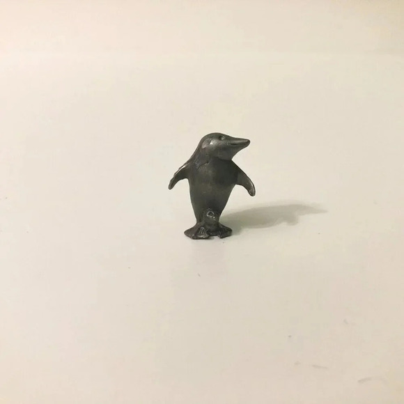 Vintage Mini  Pewter Penguin Figurine 1 Inch Tall Figure - Picture 8 of 11